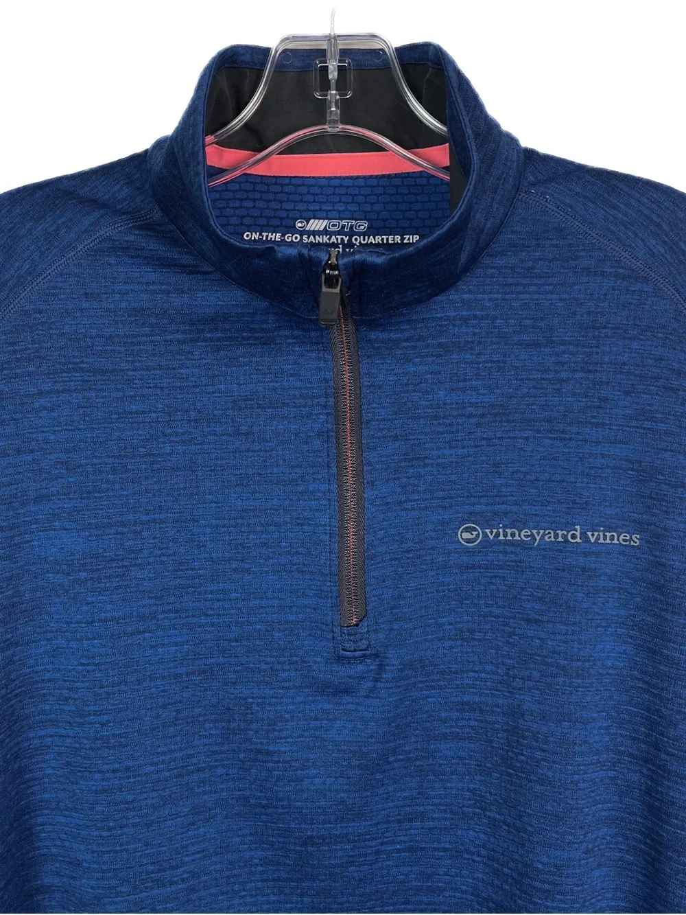 Vineyard Vines Sankaty Quarter Zip Mens Medium Blue OTG On-The-Go 1/4 Pullover